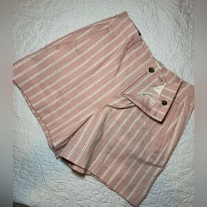 Banana Republic Pink and Cream Striped High-Rise Shorts